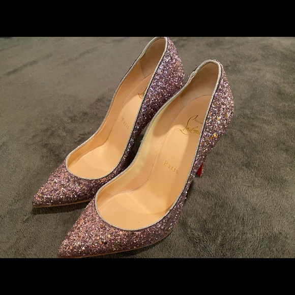 Christian Louboutin / PIGALLE FOLLIES 100 GLITTER ROSETTE / SIZE 36.5 100mm - Picture 6 of 9